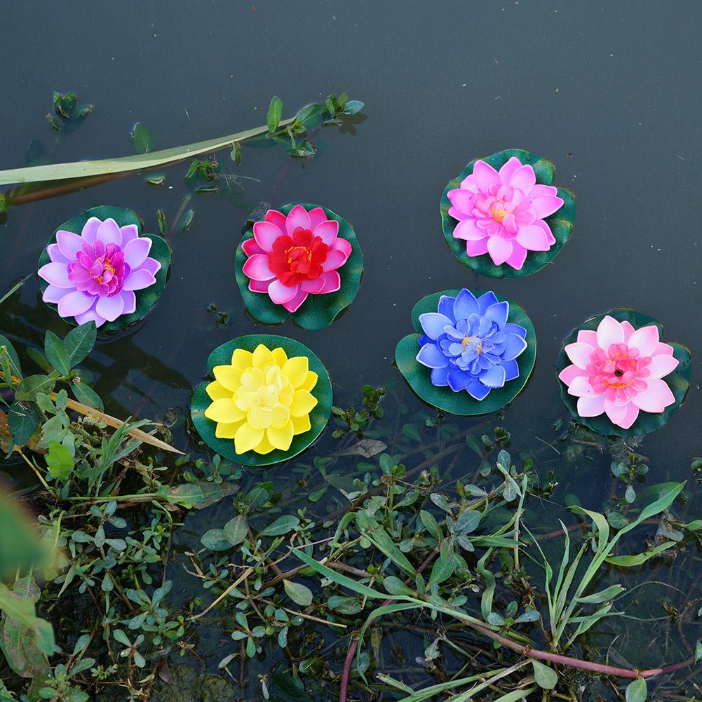 Lotus Artificial Flower Floating Fake Lotus Plant Lifelike Water Lily Micro Landscape Pond Garden Decor Fish Tank Fake Flower