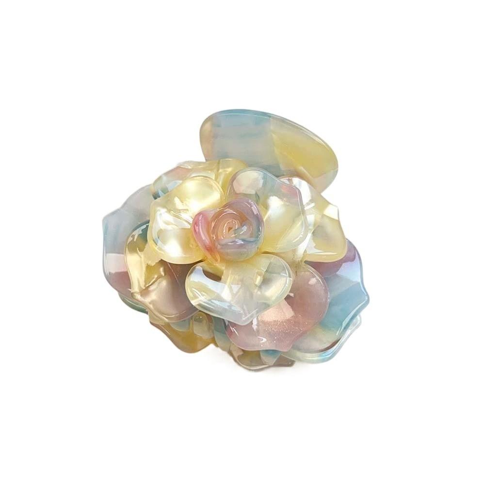 Elegant Flower Shark Clip Gradient Color Acetic Acid Hair Claw Camellia Hair Claw  Daily