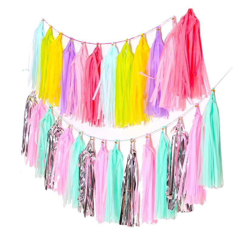 35cm DIY Paper Tassels for Children's Birthday, Wedding, or Festival Decorations - 5pcs/pack