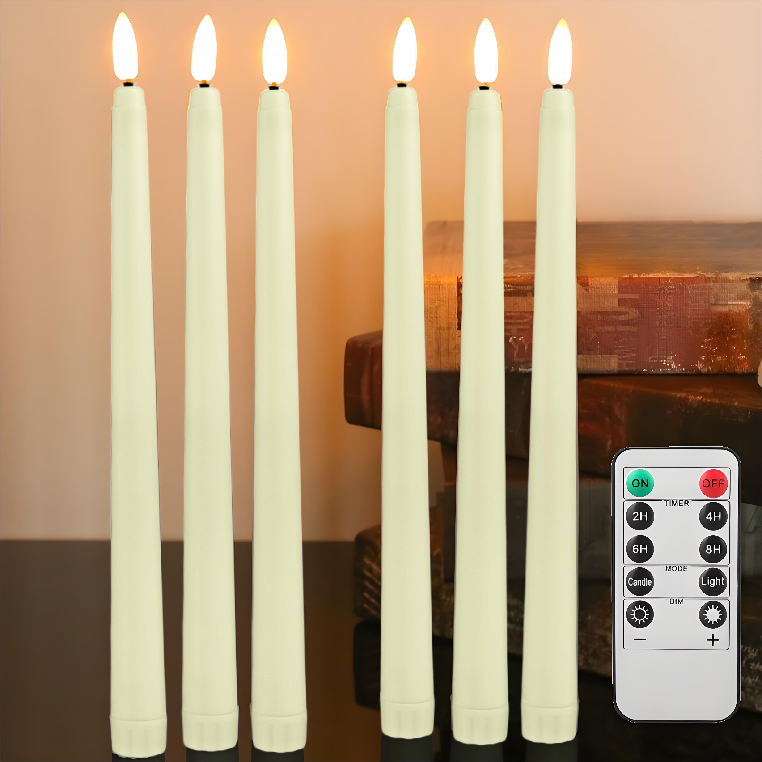 

Flameless Taper Candles with Remote Flickering LED Taper Candles Battery Operated Candlesticks for Wedding Christmas Thanksgivin 6Pcs per Set