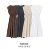 2025 Spring Women's V-Neck Gathered Waist Sleeveless Dress - European & American Fashion