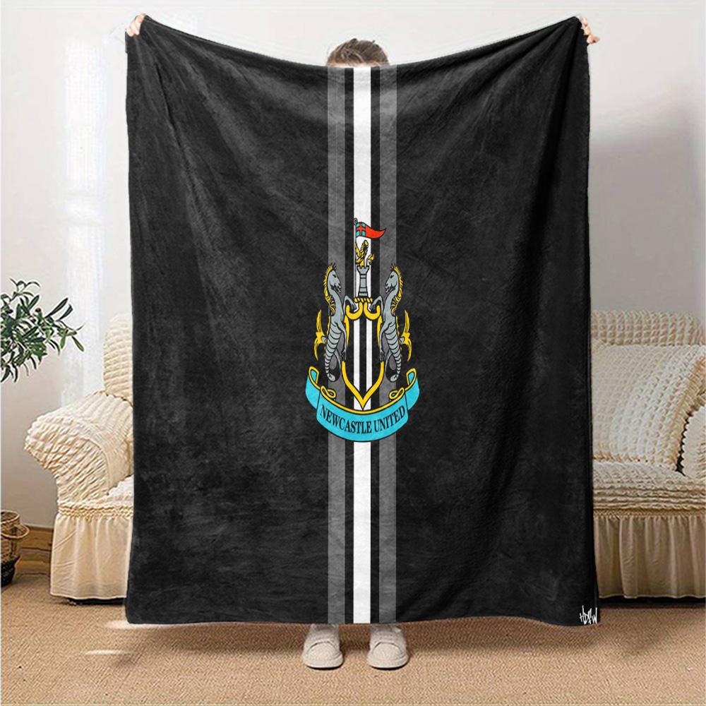 Dynamic Newcastle Football  Flannel Blanket, Soft Polyester, Modern Design, All-Season for Camping, Travel, Gifts for Holidays or Birthdays