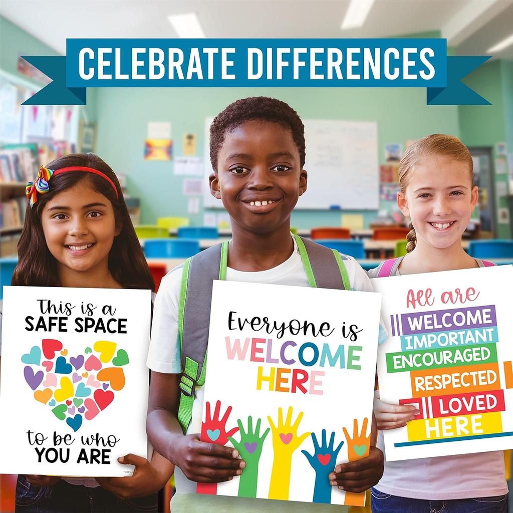 Hadley Designs Diversity Posters For Classroom Elementary –6 Inclusive Everyone Is Welcome Classroom Decor, Safe Space Sign Preschool Kindness