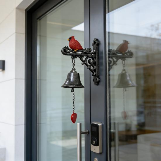 Vintage Roter Vogel Willkommens-Türklingel Wetterfest Wandmontage Abendessen Hängende Glocke Innen Außen Garten Haus Dekorative Türglocke