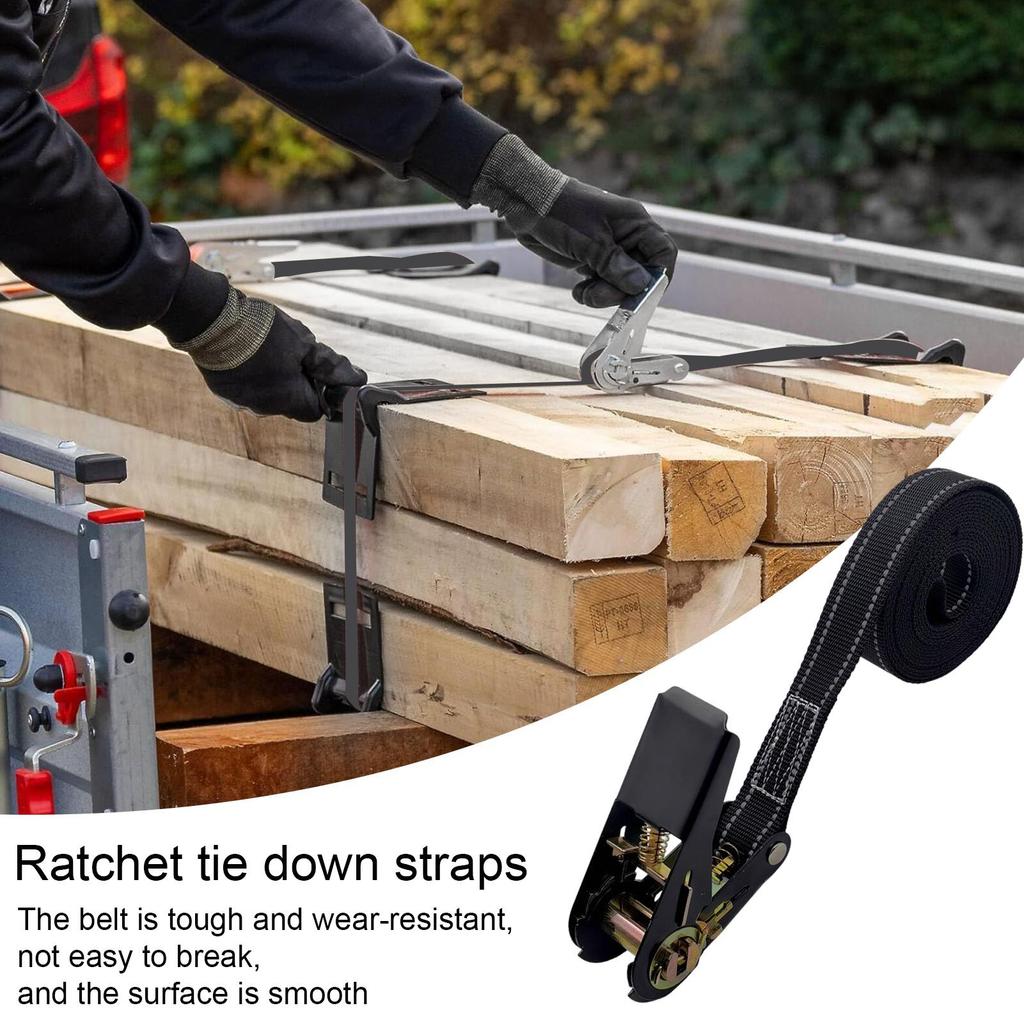 Secure Your Vehicle with Heavy Duty Ratchet Tie Down Straps Strength Adjustable Reinforced Car Tire Straps