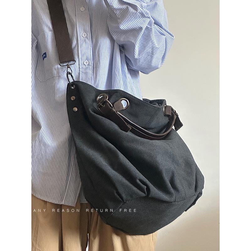 Japanese retro tooling bag tide brand canvas bag large capacity commuter shoulder messenger bag student portable tote bag