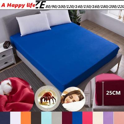 Smooth Soft Fitted Sheet with Elastic Band Bedding Sheet Fitted Sheet Solid Color Mattress Cover Bed Pad Linens with Elastic Multi Size No Pillowcase