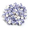20pcs 8mm Flower Patterns Square Ceramic Beads Big Hole Porcelain Loose Beads For Jewelry Making DIY Bracelets Necklace Findings