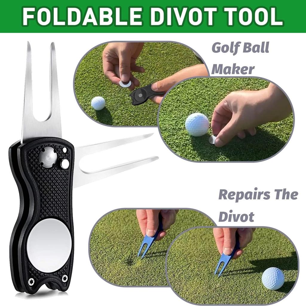 Golfschlägerbürste und Handtuch-Reinigungsset, Doppelseitige Rillenreinigungsbürste mit Spike für Putter, Wedge, Ballrille