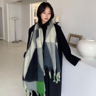 Winter New Color Matching Scarf Women's Soft Waxy Shawl Thickened Warm Long Fashion Versatile Scarf