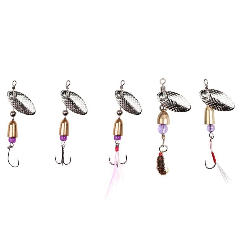 Fishing Lures Wobble Rotating Metal Bait For Bass Trout Treble Hook Artificial