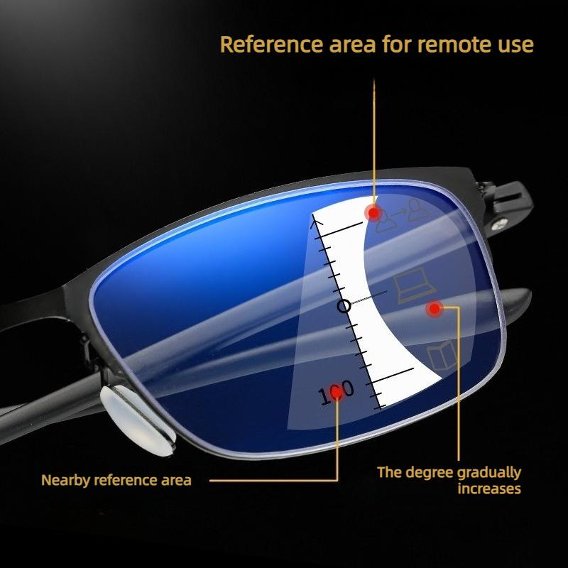 Progressive Multifocal Reading Glasses High-End Anti Blue Light Presbyopia Glasses for Near and Far Vision Business Eyewear