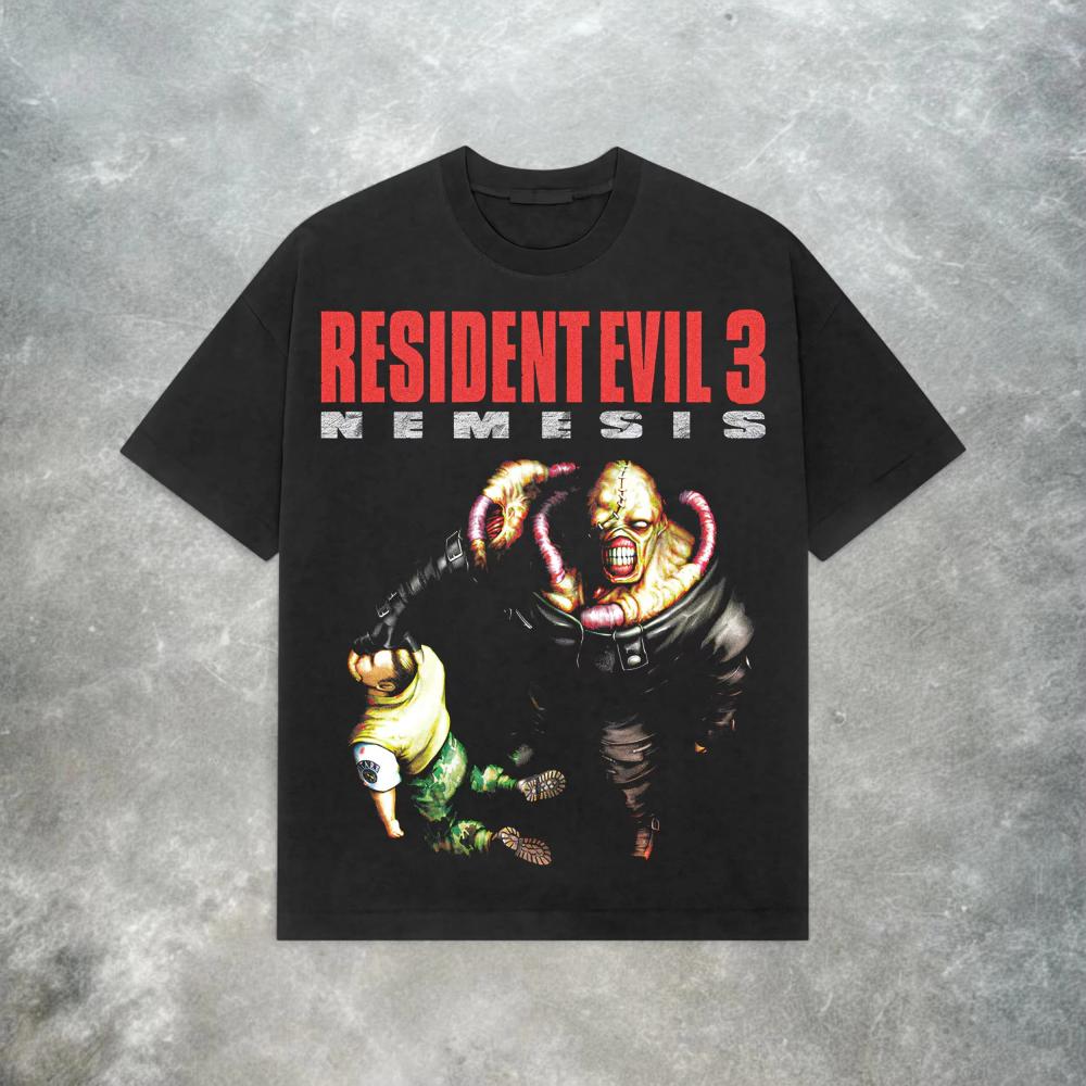 Resident Evil 3 Nemesis Summer T-Shirt Men Jill Valentine Classic Horror Gaming Graphic Short Sleeve Streetwear Casual Top 4XL