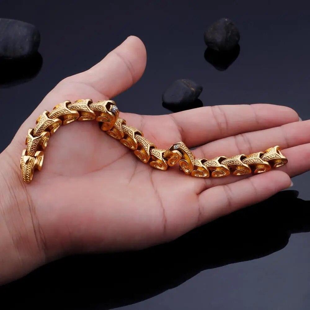 Pulseras Punk de acero inoxidable con forma de dragón para hombre, pulsera y brazalete, joyería