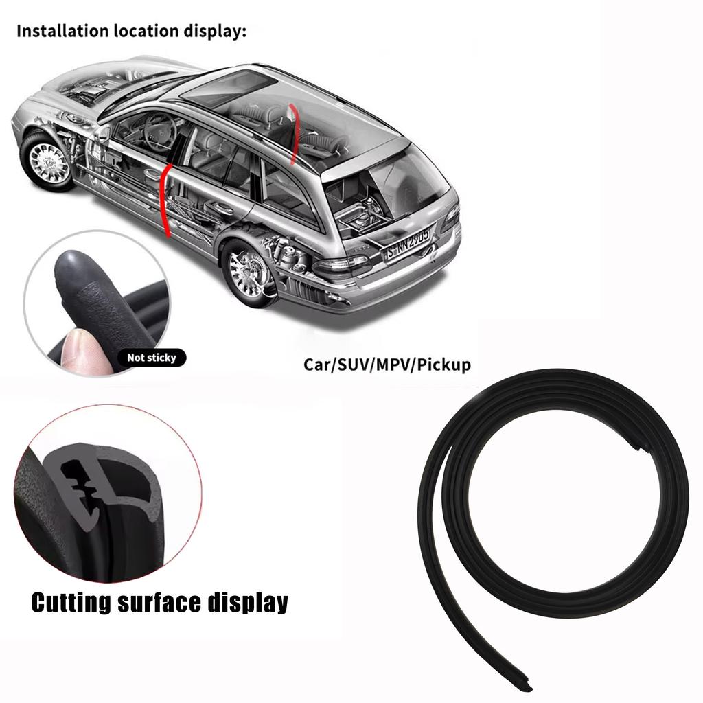 B Pillar Seal Strip Elastic Rubber For B Pillar Car Rubber Seal Strips No Adhesive Auto Door Edge Protection Sealant Accessories