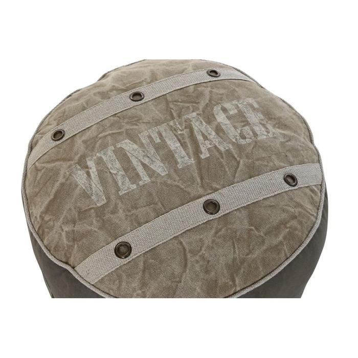 Coussin de sol - Beige - Polyester - Coton - Cuir vintage 50x50x34 cm
