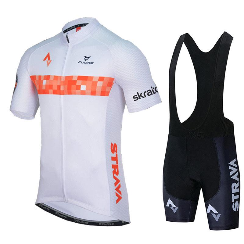 New Strava Cycling Suit Men's Outdoor Sports Cycling Short Sleeve Strap Shorts Set