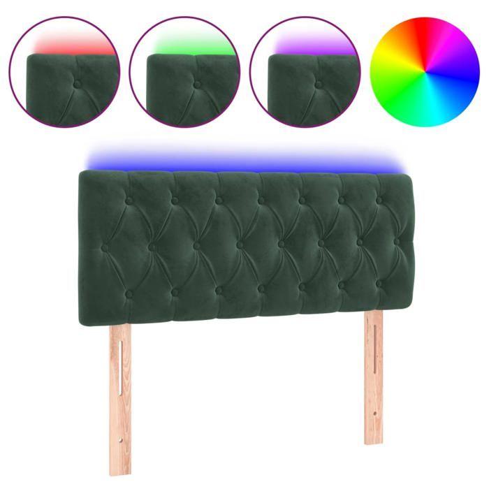VidaXL Tête de Lit à LED Meuble de Chambre à Coucher Accessoire de Lit Simple Tête de Cadre de Lit Intérieur Vert Foncé 3121987