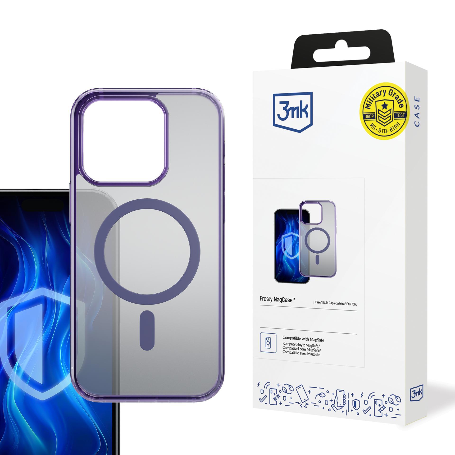 3MK Frosty MagCase iPhone 16 Pro Max fioletowy/purple (Apple iPhone 16 Pro Max), Smartphone Hülle, Violett, Transparent - Bild 3