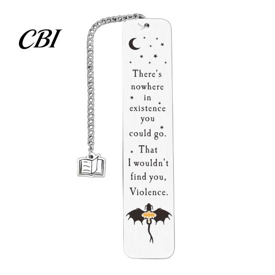 Unique Animal Bookmark Pterosaur Bookmark, Stainless Steel Fourth Wing Design Page Marker with Smooth Polished Black Tassel, Literary Gift for