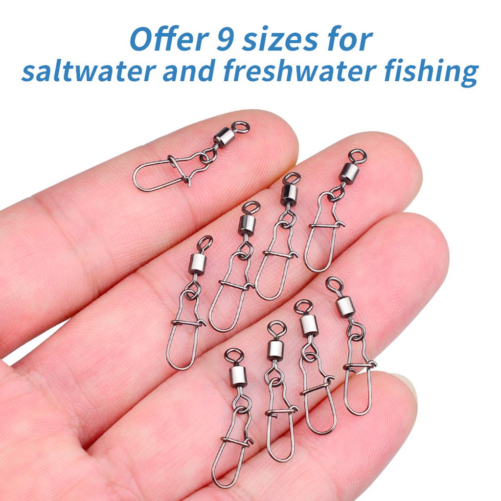 Fishing Barrel Swivels High Strength Rolling Ball Bearing Snaps Lure Connector Clip Saltwater or Freshwater Fishing