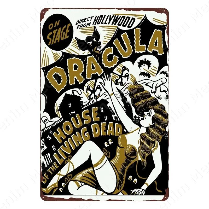 Halloween Party Vintage Metal Tin Sign Trick or Treat Home Bedroom Club Wall Decor Pumpkin Monster Poster Door Decorati