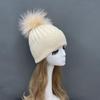 Custom Strip Knit Luxury Designer Winter Pompom Beanies Unisex Warmly Angora Wool Hat With Big Pom Poms