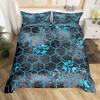Geometric Duvet Cover Set Twin Queen Luxury Marble Comforter Cover Abstract Honeycomb Hexagon Bedding Set 2/3pcs for Boys Girls