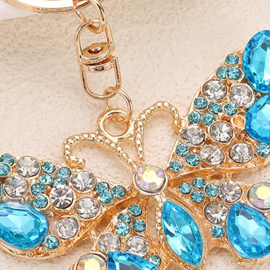 Colgante para Llavero Brillantes Pedrería Diseño de Mariposa Llavero con Cierre de Pinza de Langosta Mochilas Bolsos de Coche Accesorio Decorativo