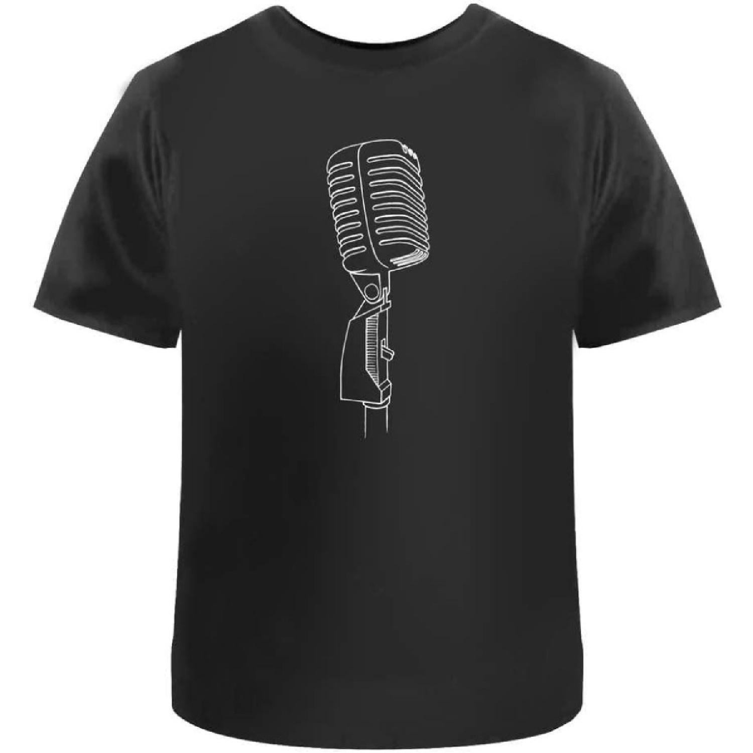 Azeeda  Retro Microphone  Men s_Women s Cotton T-Shirts (TA010738) S чёрный