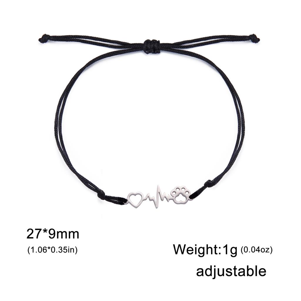 Electrocardiogram Love Cat Claw Pendant Stainless Steel Bracelet Women Fashion Cute Cat Claw Bracelet Birthday Gift Jewelry Gift