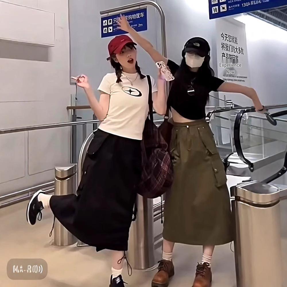 

Women s Summer High Waist Washed Cotton Slit A-line Midi Skirt. M брудно-білий