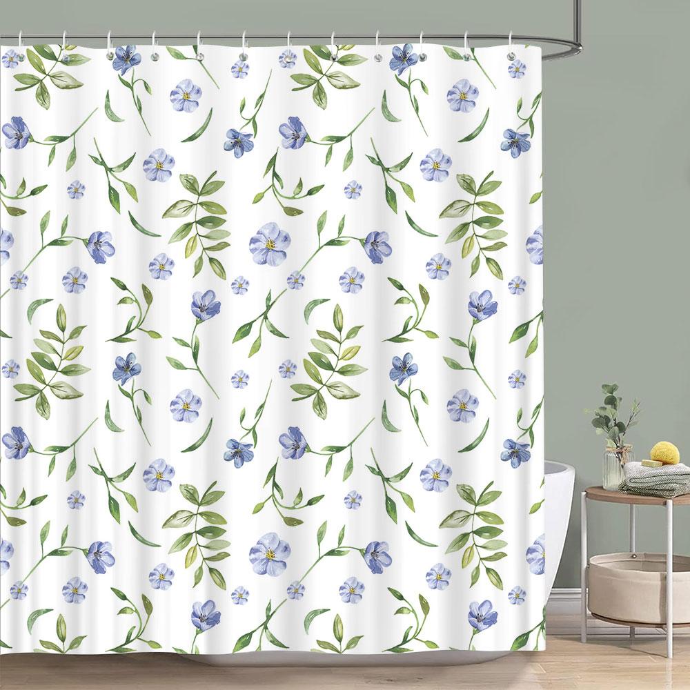 Vintage Blommig Färgstark Fågel Duschdraperi Akvarellmålning Konst Kreativt Hem Polyester Duschdraperier Badrumsdekor