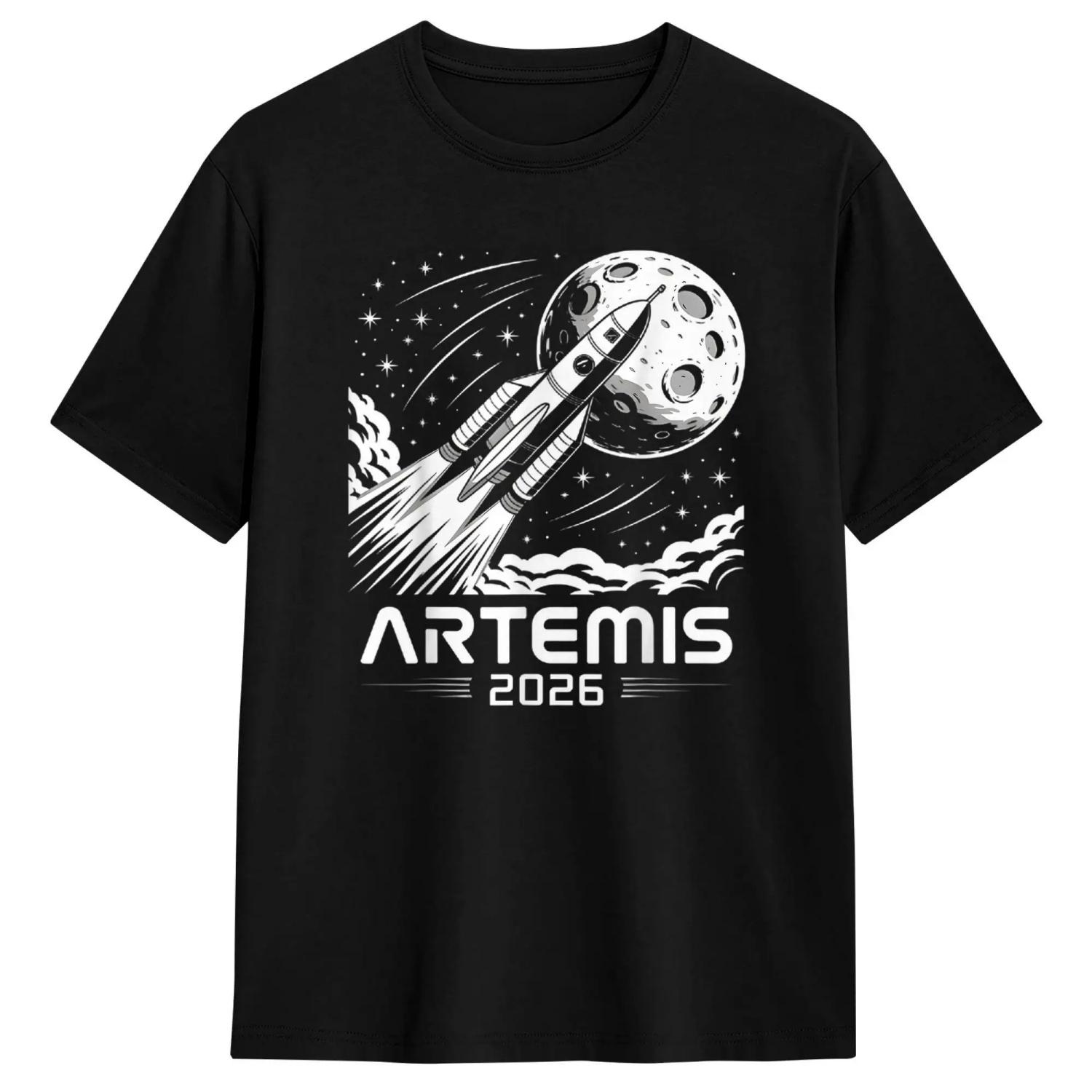 

2026 Artemis 2 Back To The Moon T-Shirt Men and Women Summer Cotton Clothing Fashion Round Neck Short Sleeved Tee Streetwear S разноцветный