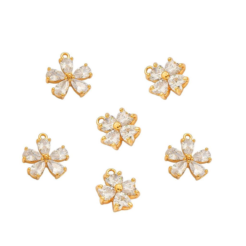 Copper Rhinestone Flowers Charms Pendants DIY For Women Earring Making Supplies
