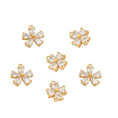 Kupfer Strass Blumen Charms Anhänger DIY für Frauen Ohrring Herstellung Zubehör