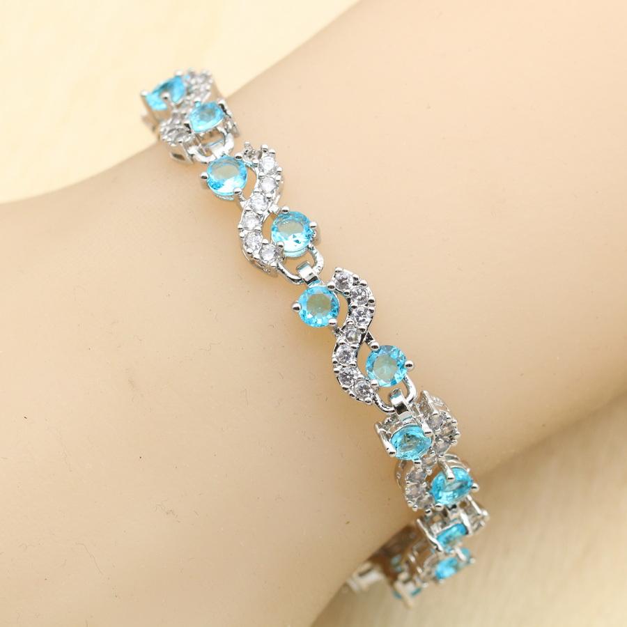 

Black Blue White Zirconia Dubai Bracelet For Women Wedding Jewelry Birthday Gift