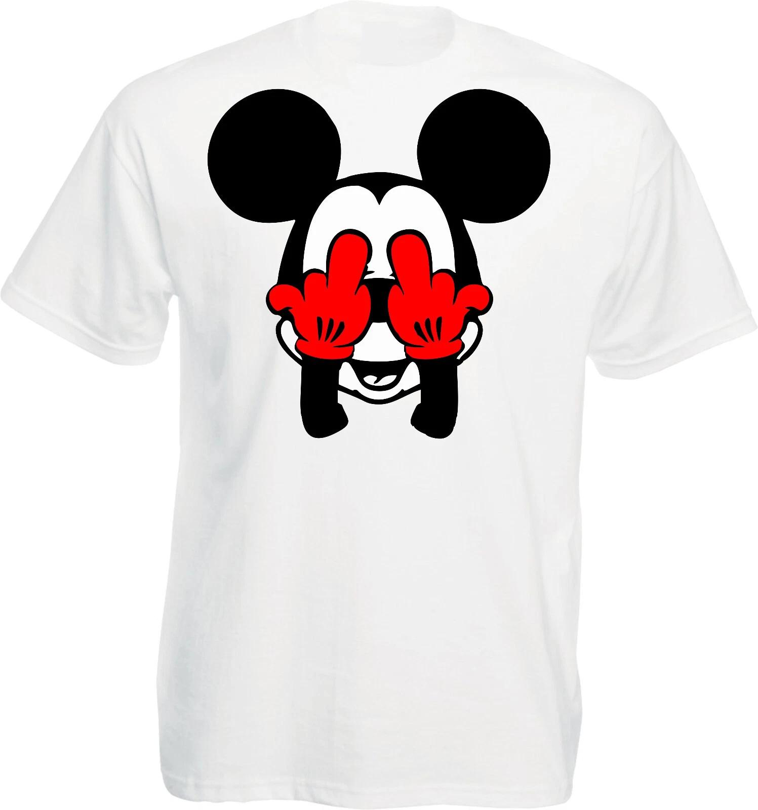 Mickey Mouse 100% Cotton T-shirt Mens Tees Top, Disney Mickey Mouse Naughty Shirt, Unisex Funny Tee Top M