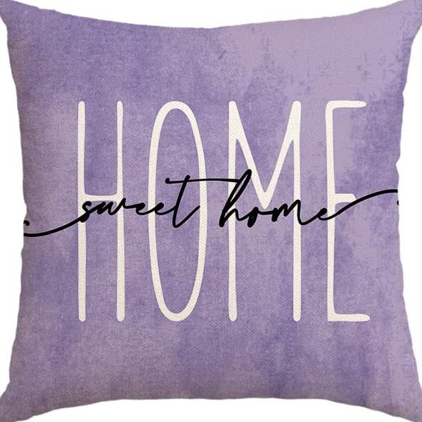 Plant and Flower Linen Pillowcase Purple Lavender Printed Pillow Cushion Cover Home Sofa