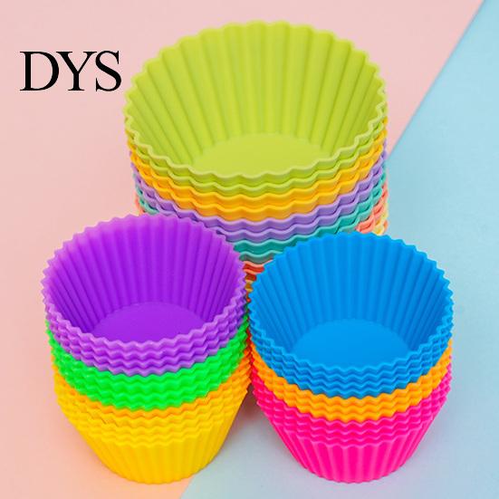 Round Cake Mold 6Pcs Silicone Muffin Egg Tart Baking Cups Non-Stick Food-Grade for Oven Microwave & Freezer Easy-Release Reusable Cupcakes Bread Cream