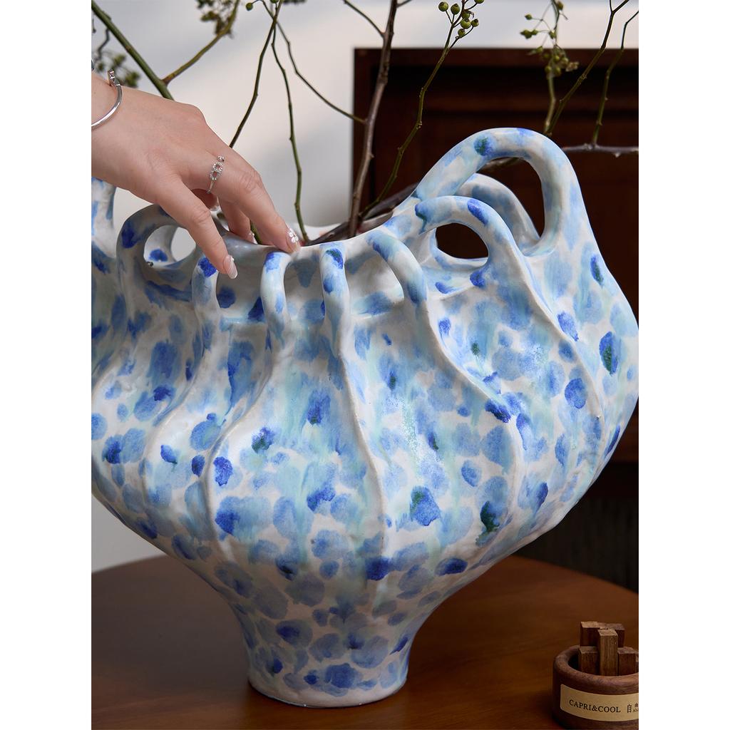 Handmade Ceramic Vase Abstract Irregular Ceramic Pot Hydroponics Artistic Flower Arrangement Home Decoration Accessories