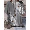 Comfortable Flower Print Top Women's Versatile Short Sleeve Loose T-Shirts Women’s