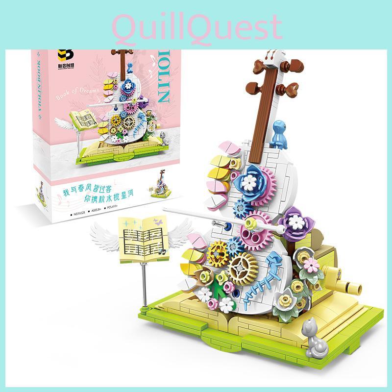 Flower Decor Books Violins Building Blocks Toys For Girls And Diy Craft Enthusiasts