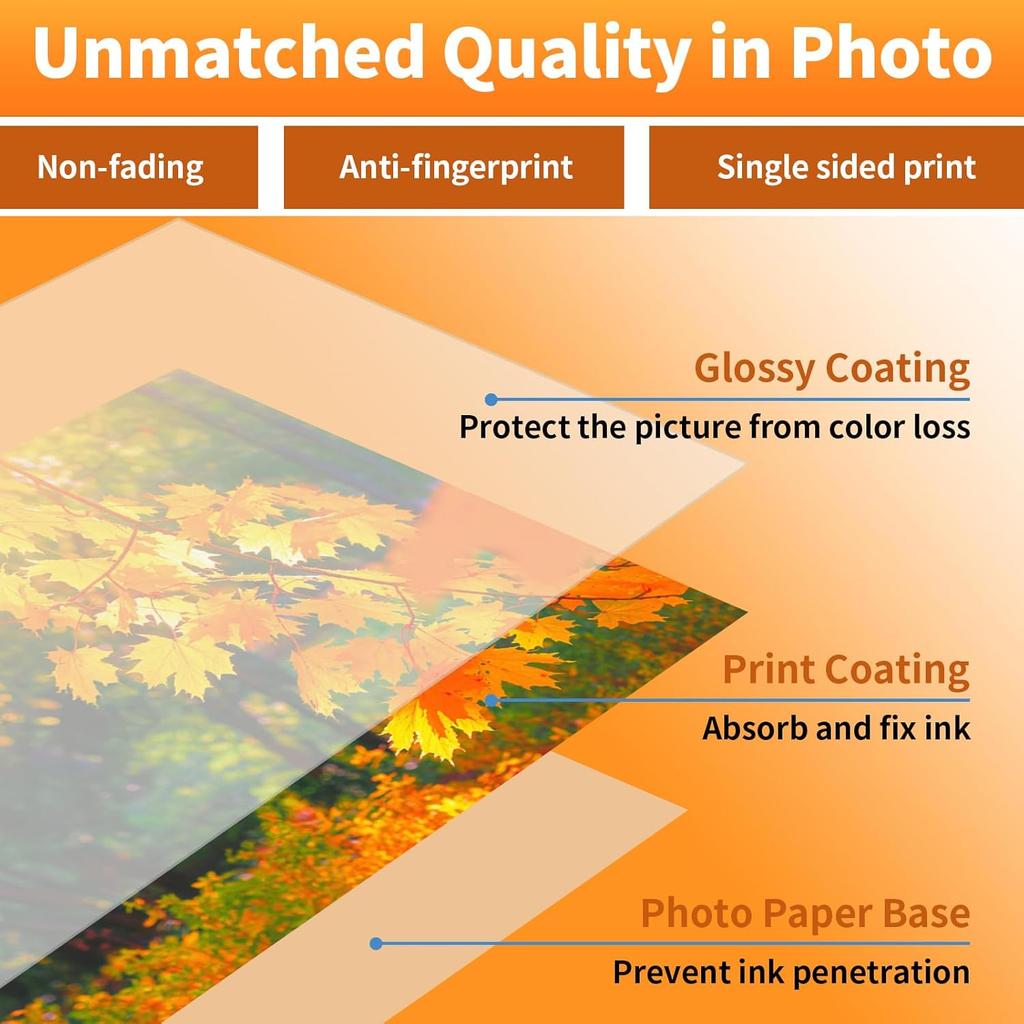 4x6 Glossy Photo Paper, 160 Sheets Picture Paper for Inkjet Printer, 180gsm/48lb