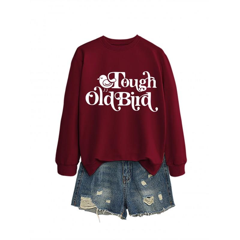 Womens Oversized Cotton Hoodie Sweatshirt With Bold Print - Casual Winter Top Daily Wear