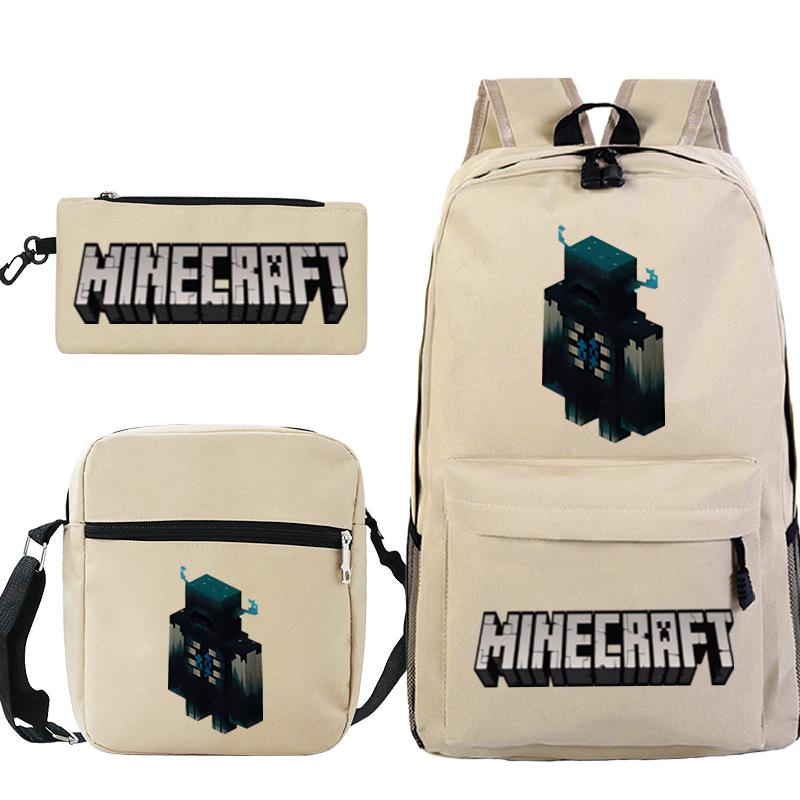 Game Minecraft Printed Children'S School Bag Oblique Span Bag Stationery Pencil Bag Student Backpack Set