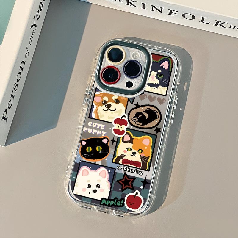 

Cartoon Dog for IPhone16promax Phone Case for Apple 15 Cream Mirror All-inclusive 11/14/xs For iPhone 13mini
