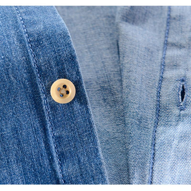Men Denim Shirt Thin Summer Half Sleeve Casual Top, Loose Trendy Handsome Short Sleeve Camping Denim Short Sleeve Jacket