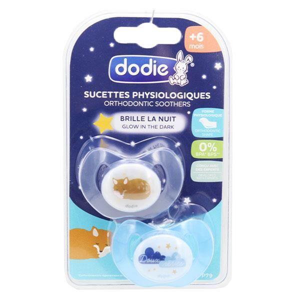 Dodie Sucette Physiologique Nuit +6m Lot De 2