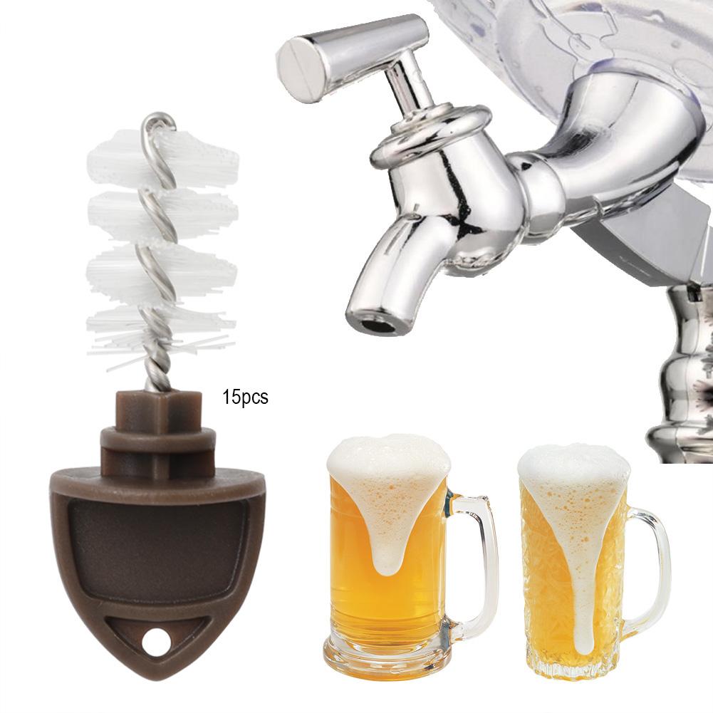 15Pcs Brown Home Beer Faucet Tap Protective Brush Cap Plug Cover Beer Production Accessory